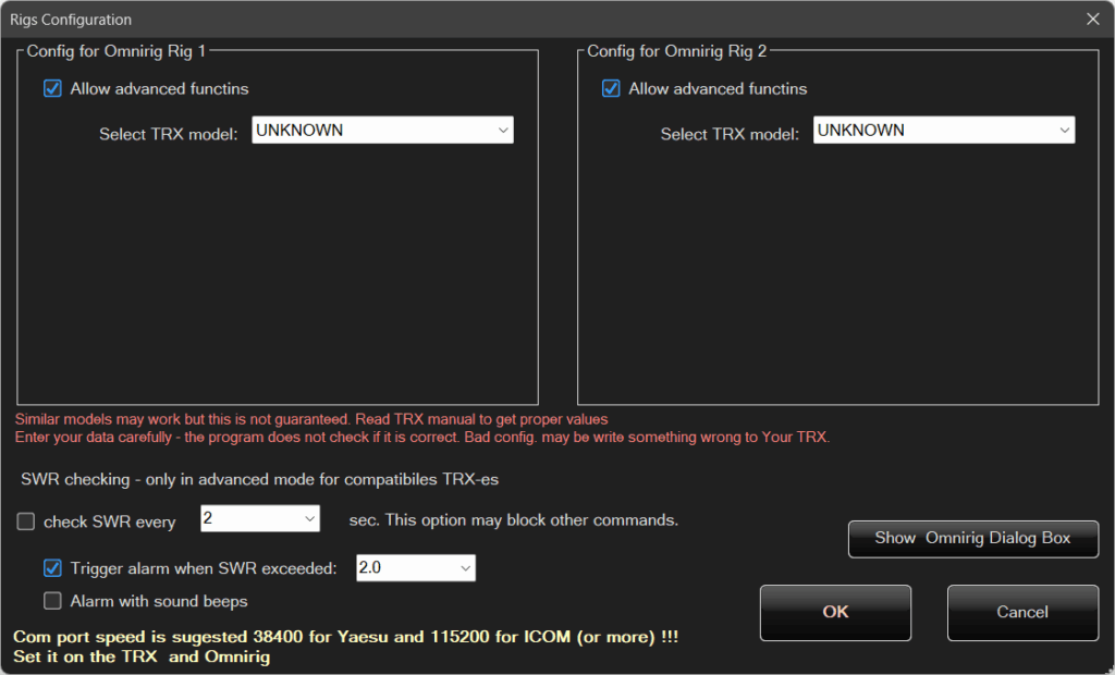 Advanced features – SP4THK Rig and Log